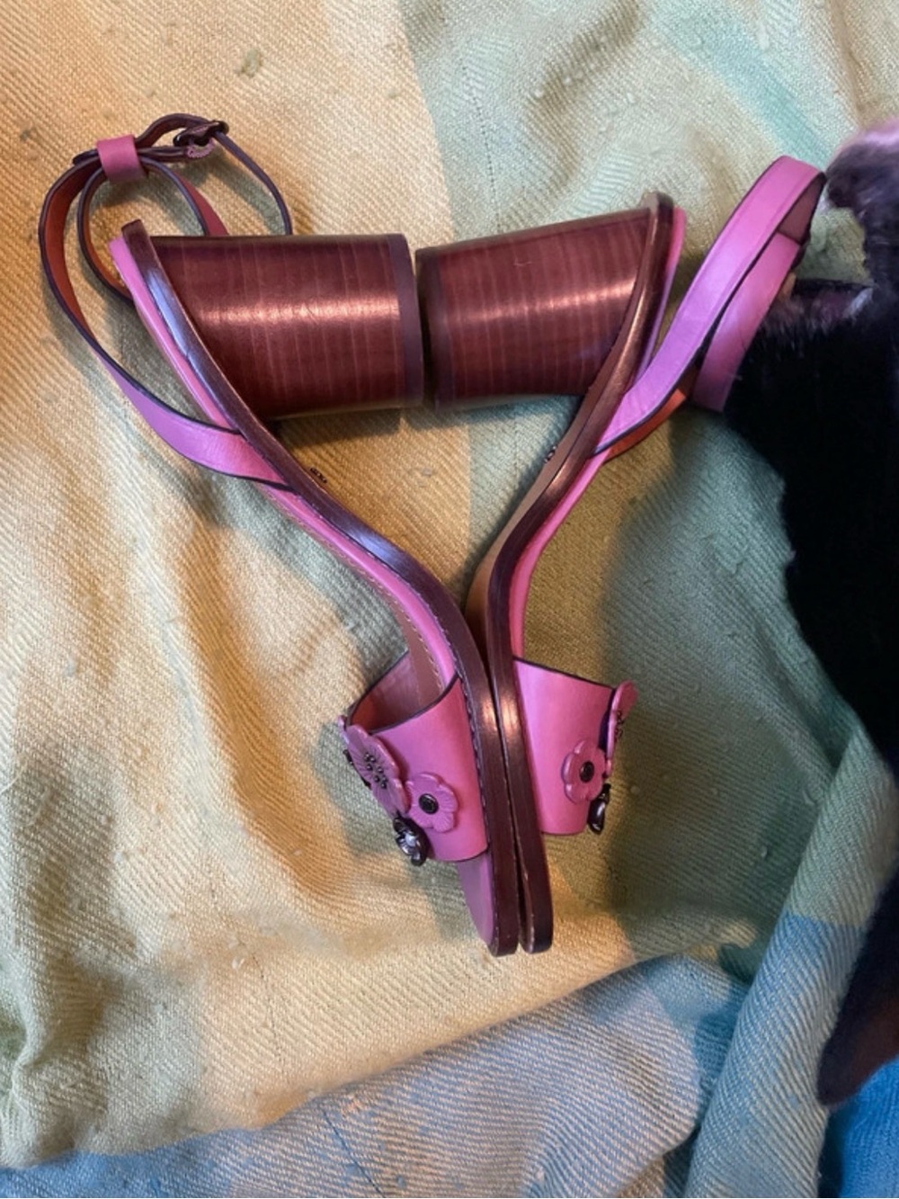 Coach Purple Floral Ankle-Strap Sandals - Picture 5 of 12